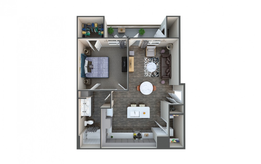 Rye - 1 bedroom floorplan layout with 1 bath and 808 square feet.